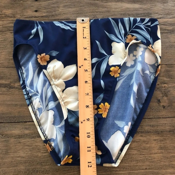 Vintage Caribbean Joe sz 10 2 Piece Tankini Dress Swimsuit Blue Floral High Leg - Picture 5 of 10